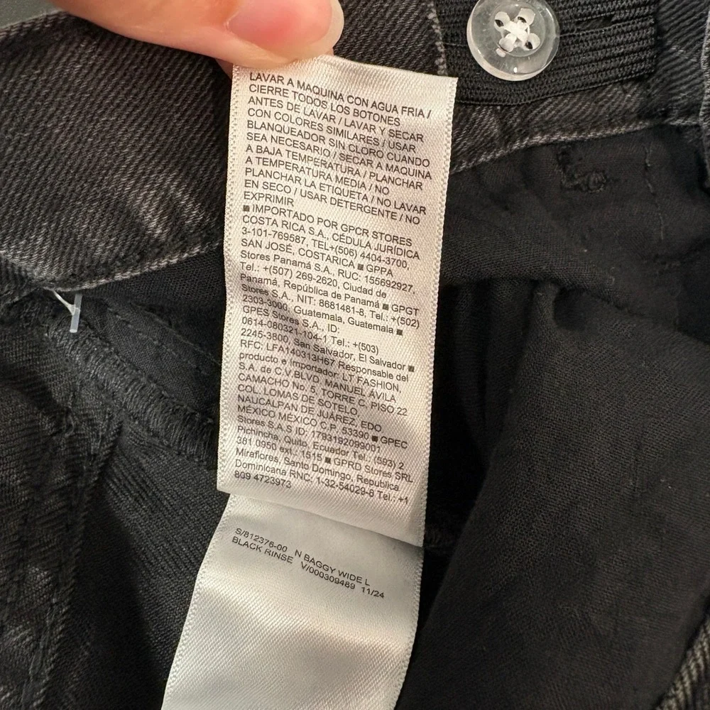 Old Navy Girls Jeans 16 Black High Rise Baggy Wide Leg Built-In Tough Adjustable